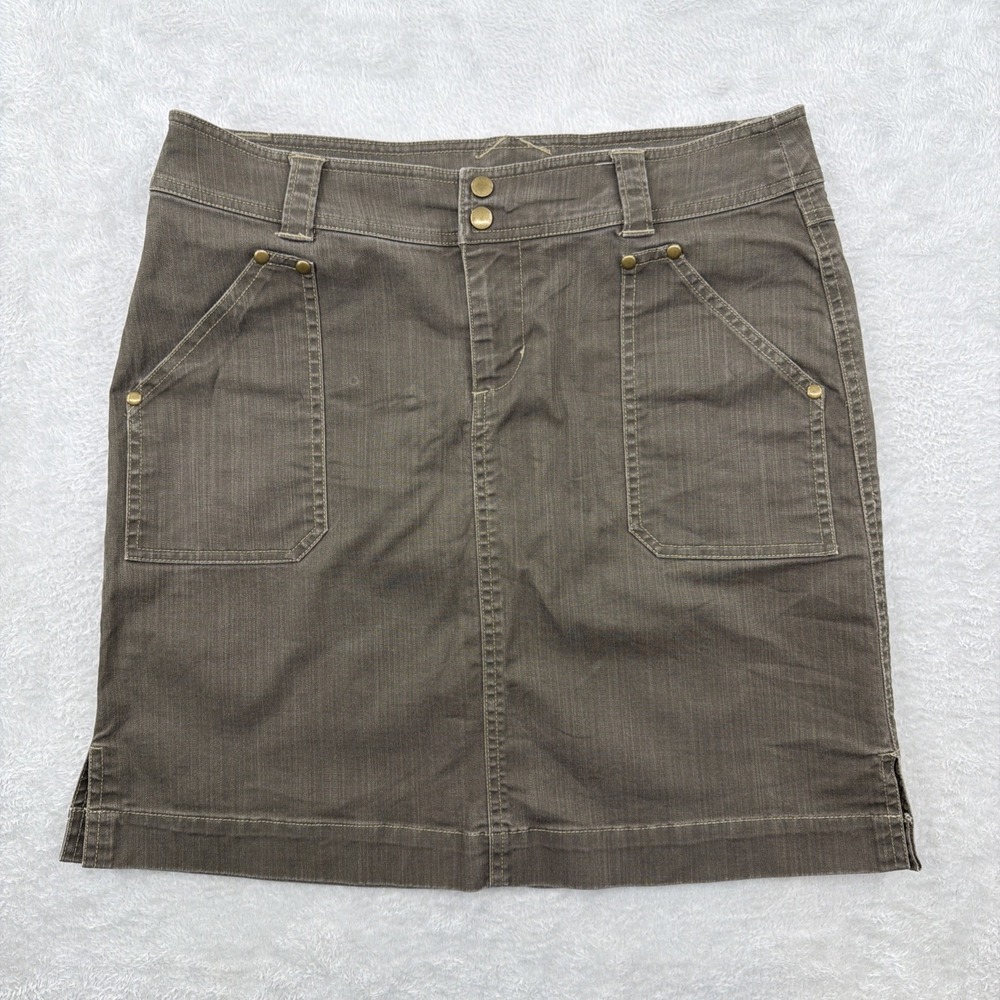 Kuhl Stirr Skirt Women 8 Olive Hiking Trail Adventure Outdoor Cotton Blend Hike